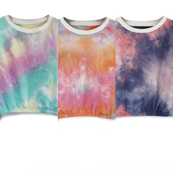 

7ucpn open winter 2020 tie dye autumn print rainbow navel long sleeve pullover sweater pullover gradient for women n1rq1, Black