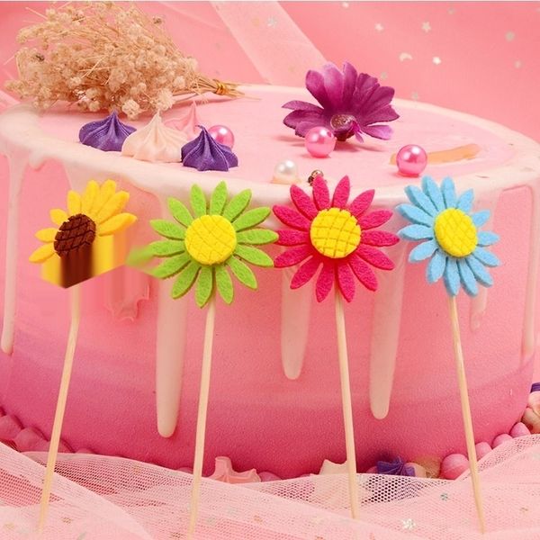 

exhts sunflower party sunflower dessert cake plug-in cake party dessert table decoration card 3 pack adtof