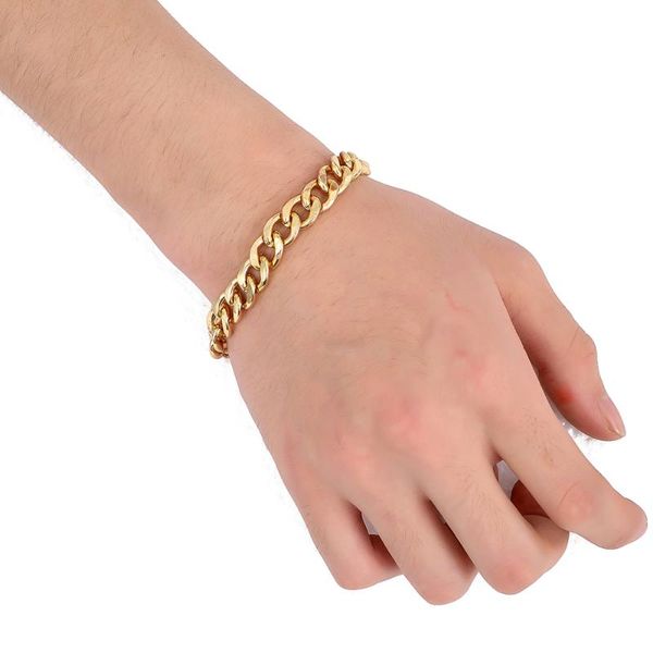 

fashion cuban link chain gold color bracelet for man copper mens braclets & bangles male female hip hop party punk rock jewelry, Black