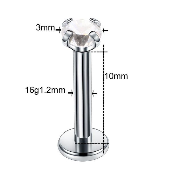 

1pc steel crystal zircon ear helix tragus eyebrow rings piercing ombligo labret ring piercings lobe flat earring tragus jewelry q bbyclm, Silver