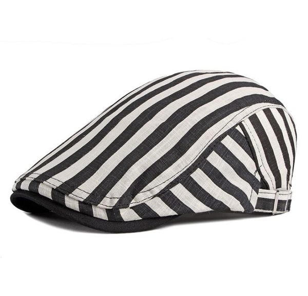 

berets ceqing050 summer men's patchwork striped adjustable cotton trucker cap sboy hat beret caps casquette gorros, Blue;gray