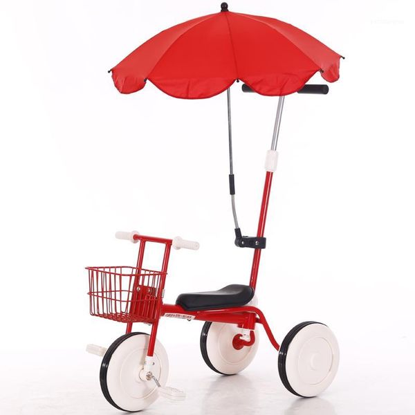 

gift sets simple style kids tricycle with basket, rubber wheel baby ride car umbrella, cute children bicycle adjustable pushbar1