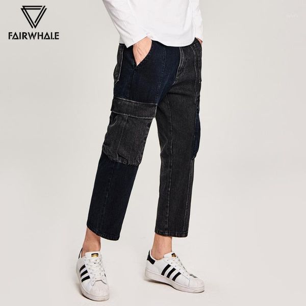 

mark fairwhale 2019 new arrival causal streetwear hip- mid waist jeans multi-pocket denim pants 7181210279001, Blue