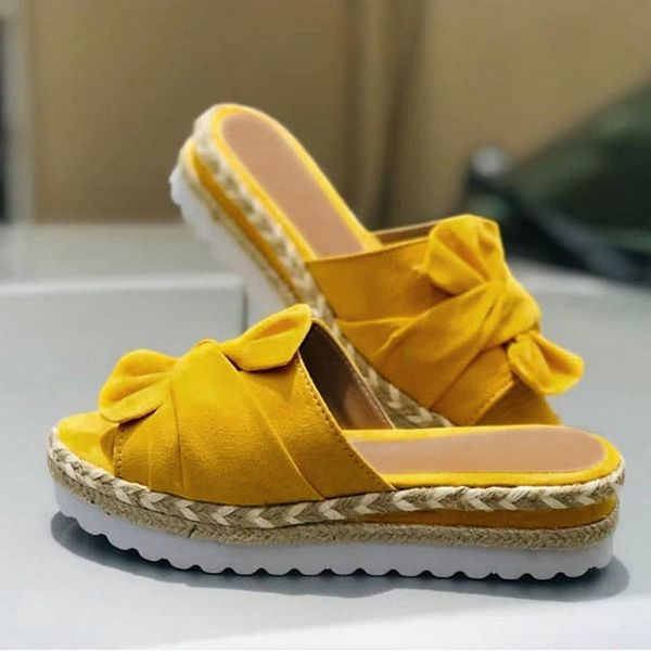 

2021 women sandals ladies summer slippers new fashion straw woven platform platform bow female floral beach shoes outdoor slides, Black