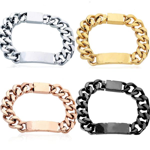 

designer bracelets for men and women stainless steel cuban link iced out bracelets bracciali chain bracelet for women male drop shipping, Golden;silver