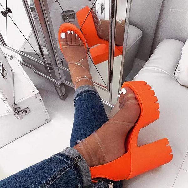 

transparent heels women sandals platform shoes open toe 2020 summer clear high heel sandals ladies party stripper heels1, Black