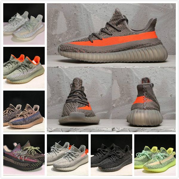 

2020 kanye west hombres mujeres corriendo zapatos cebra cinco tail luz reflectante israfil asriel lino transporte zapatillas de deporte con