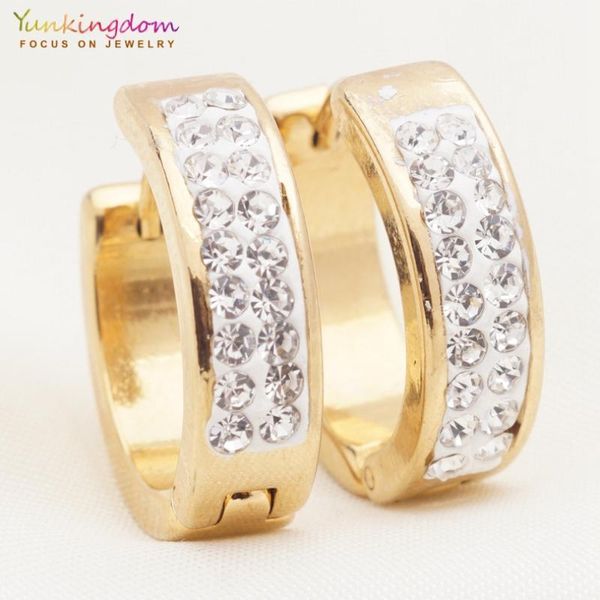 

hoop & huggie yunkingdom wholesale earrings stainless steel titanium for women fashion accessories ue03171, Golden;silver