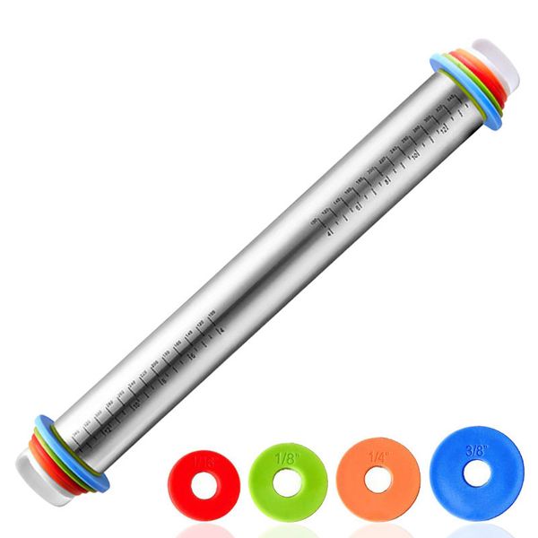 

17inch adjustable stainless steel+pp pins adjust thickness rolling stick kneading tools scale 4thickness rulers q1218
