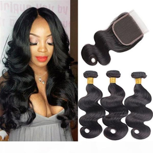 

malaysian virgin hair bundles with lace closure and frontal low price, Black;brown