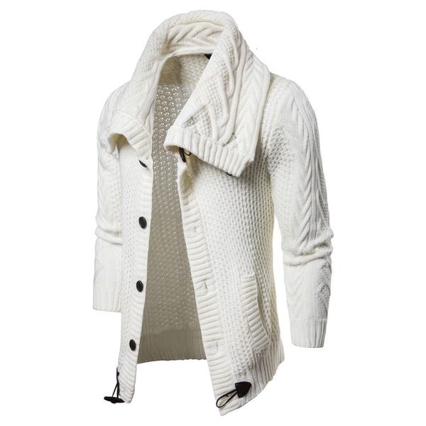 

2021 new men's knit lapel long sleeve turtleneck solid color regular sweater 272c, White;black
