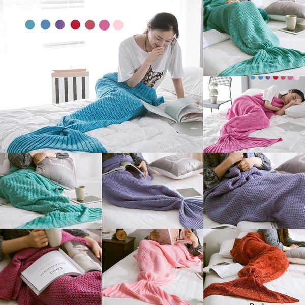 

90*180cm mermaid sofa knit blanket quilt rug cocoon sleeping sack tail blankets dhl 4 nimh4