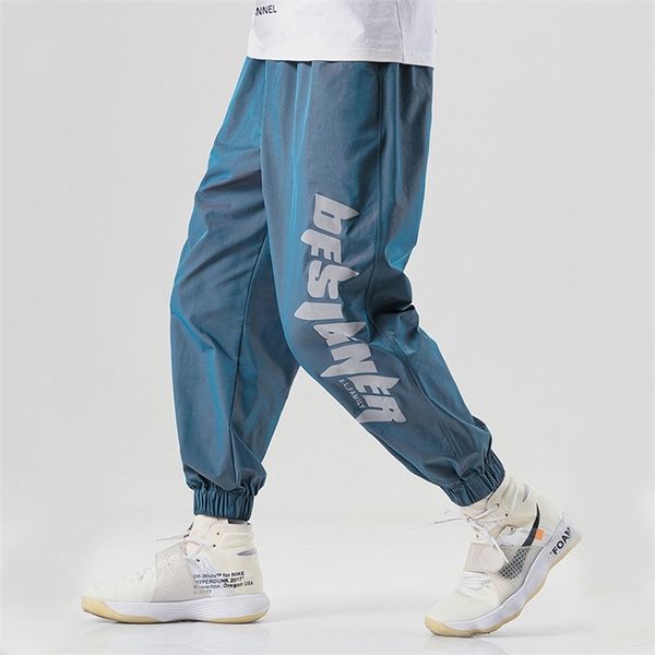 

reflective streetwear pants men 2020 new fashion hip hop baggy sweatpants men high street jogger pant male elastic waist trouser lj201104, Black