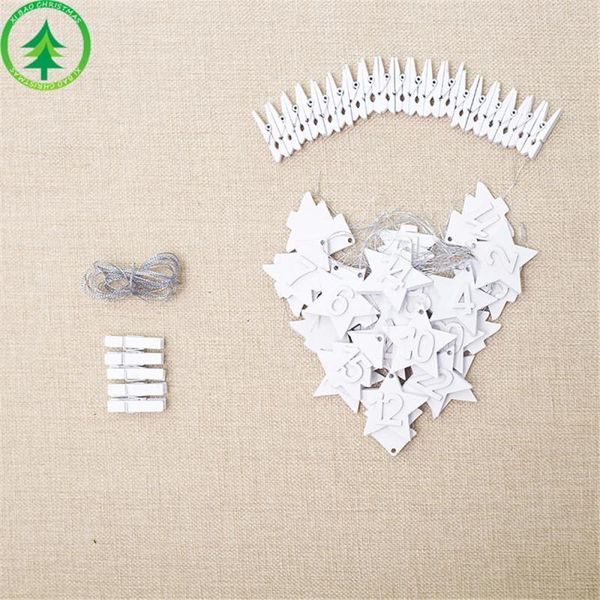 

1-24 24pcs advent diy wooden pendant wood calendar christmas decoration for home