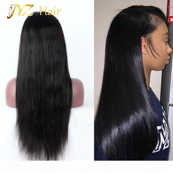 

jyz 130% density lace front human hair wigs peruvian virgin hair front lace wigs straight full lace human hair wigs for black women, Black;brown