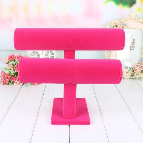 

watch boxes & cases fabulous 2 tiers t-bar velvet bangle bracelet holder jewelry display stand kol saat relogio wholesale dec151, Black;blue