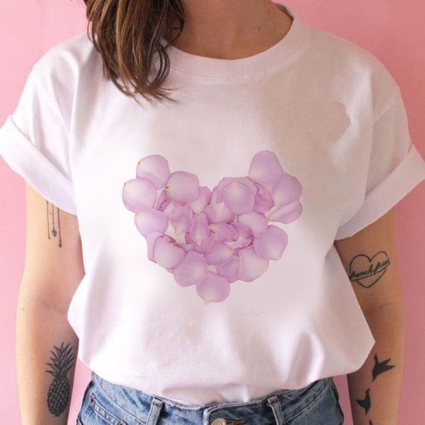 

sweet heart funny printed fashion casual white women's harajuku graphic t-shirt short sleeve