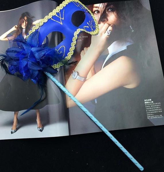 

flower feather venice women mask masquerade on mardi gras costume halloween carnival handle stick party masks festive event supplies