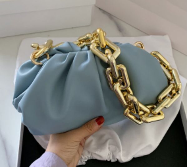 

women thick chain cloud handbag shoulder cloud bags baguettes lady underam bag small multiple solid colors ph-lq20051903
