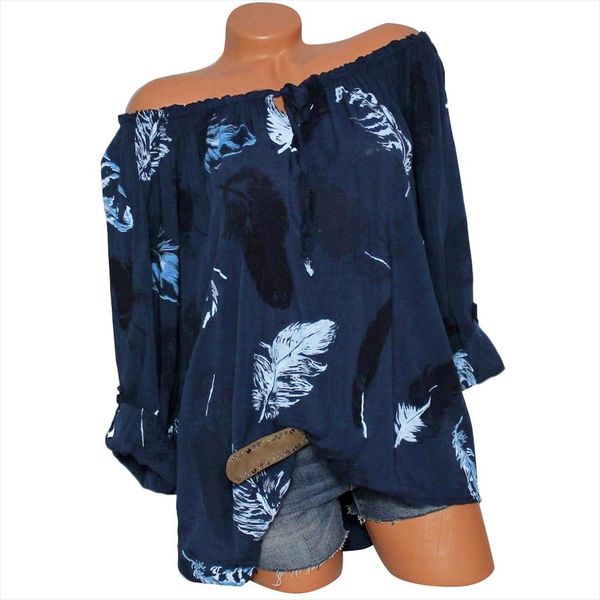 

oversized women chffion blouse slash neck long sleeve leather printing shirts loose woman clothing 2020 summer new blusas, White