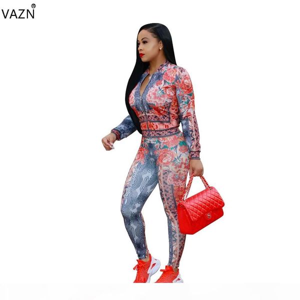 

vazn new 2018 print jumpsuit full sleeve long jumpsuit o-neck bodycon jumpsuit s-3xl smr8780 q1118, Black;white