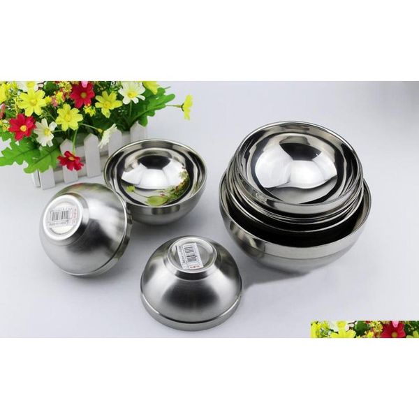 

thickening stainless steel bowl double-deck heat insulation bowl smooth edge welding anti scald soup bowl children jlljii xhhair