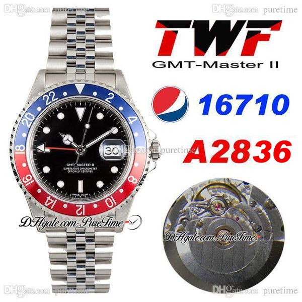 

2021 twf 16710 gmt eta a2836 автоматическая красная синяя керамика bezel pepsi mens часы черный циферблат лучший издание браслет из нержавею, Slivery;brown