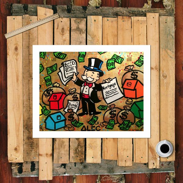 

alec monopoly artworks "deed bonds mortgage" wall decor handpainted &hd print oil painting on canvas wall art canvas pictures 2102