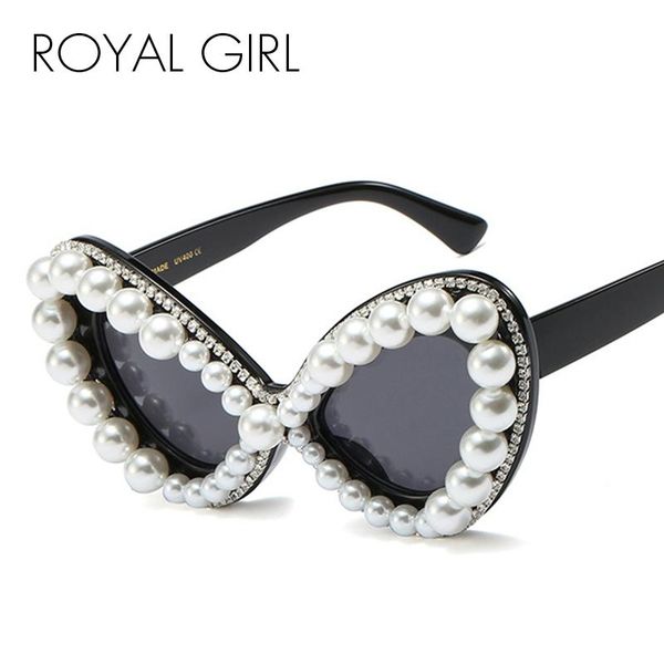 

sunglasses royal girl 2021 fashion butterfly pearl diamond women vintage sun glasses cat eye eyeglasses ss675, White;black
