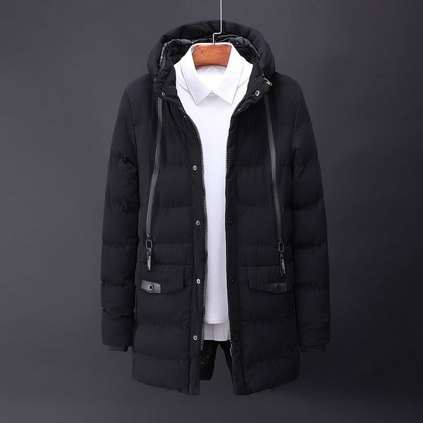 

2021 new new winter mens cotton padded jacket solid color thick parkas hooded warm men coat casual brand clothing 2hf3, Black