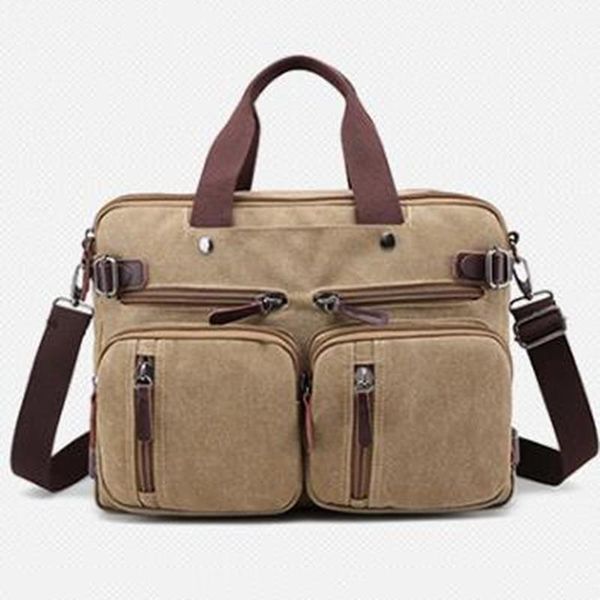 

men canvas bag leather briefcase travel suitcase messenger shoulder tote back handbag large casual business lappocket