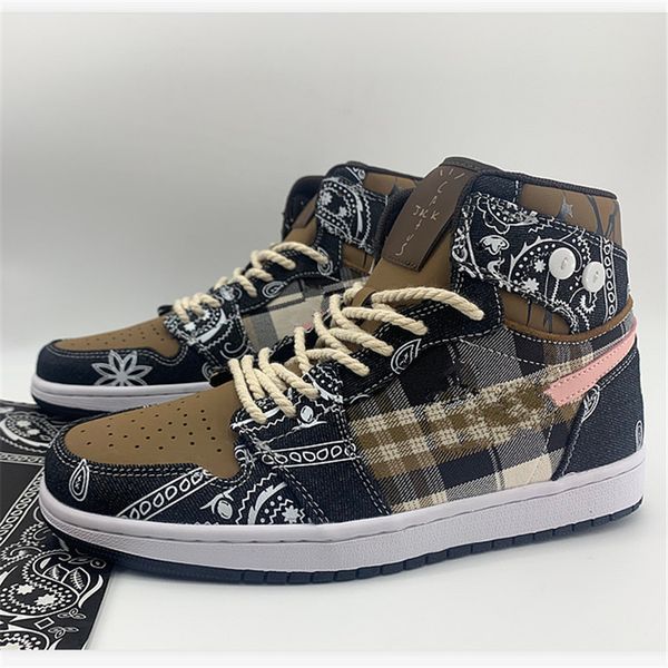 

1 high travis scott brown outdoor sport shoe cactus jack mans womans traniners sneakers 1s men basketbal shoes eur36-45