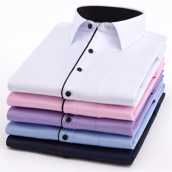 

zogaa 2019 spring new men dress shirt pure color long sleeve black man work wear male brand business classic fit twill fashion1, White;black