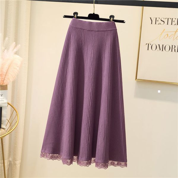 

new 2021 autumn and winter lace sheath the skirt-style high tightly knit elastic medium skirt long y315 ctzq hio7, Black