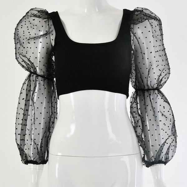 

m8fyh pocketed fashion coatnew collar mesh stitching bubble long selling sleeve selling fashion coatnew collar mesh stitching bubble, White