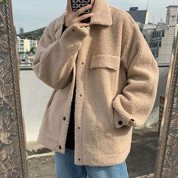 

2019 autumn korean men's long-sleeved european and american loose casual short plus velvet warm jacket1, Black