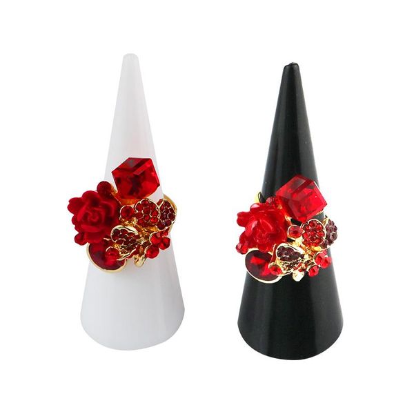 

clear white black fashion popular mini acrylic jewelry finger ring plastic triangle cone jewelry storage display stand, Pink;blue