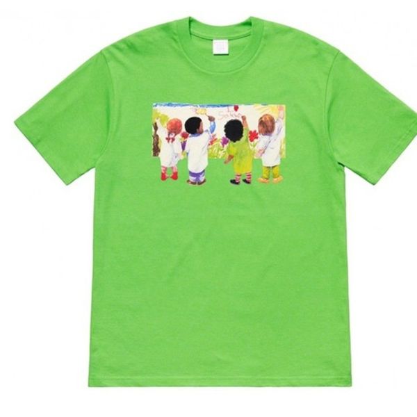 

19ss kids tee children's painting graffiti short sleeves high street fashion cotton women couple us size mens designer t-shirt hfsstx14, White;black