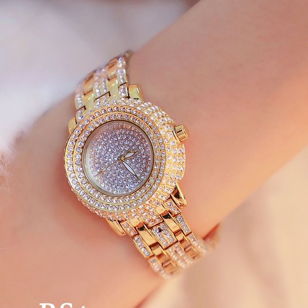 

2020women watch female wrist watch bs new high-end chain custom gold silver diamond drill full diamond female watch, Slivery;brown