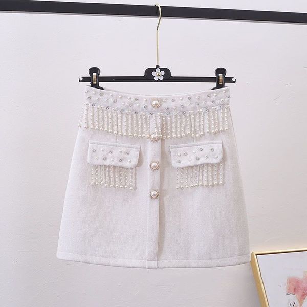 

new 2021 autumn and winter women's fringe fine high-to-line pink female skirt y375 d87q cr1h, Black