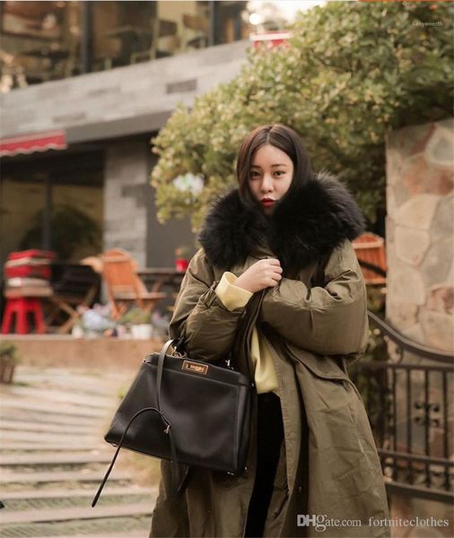 

womens parkas designer long sleeve oversize winter jacket fashion teenager womens casual coats faux fur collar, Black