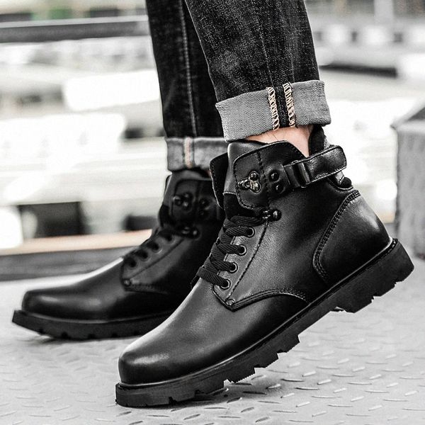 

men's plus velvet cotton boots spring winter new casual men's shoes keep warm trend cotton shoes england snow boots big size 48 #1