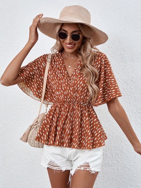 

allover print peplum e3gf#, White