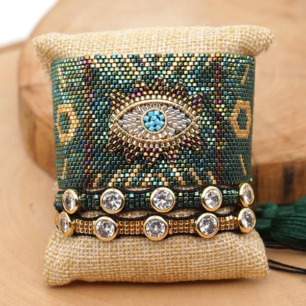 

charm bracelets go2boho men 2021 miyuki evil eye bracelet for women jewelry turkish pulseras mujer moda handmade drop, Golden;silver
