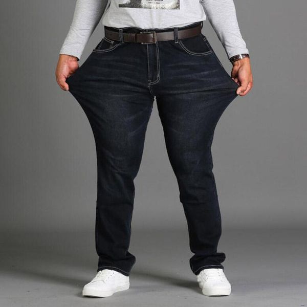 

men's jeans spring loose big size pants black plus 9xl stretch summer thin section 48 46 44 42 40 38, Blue