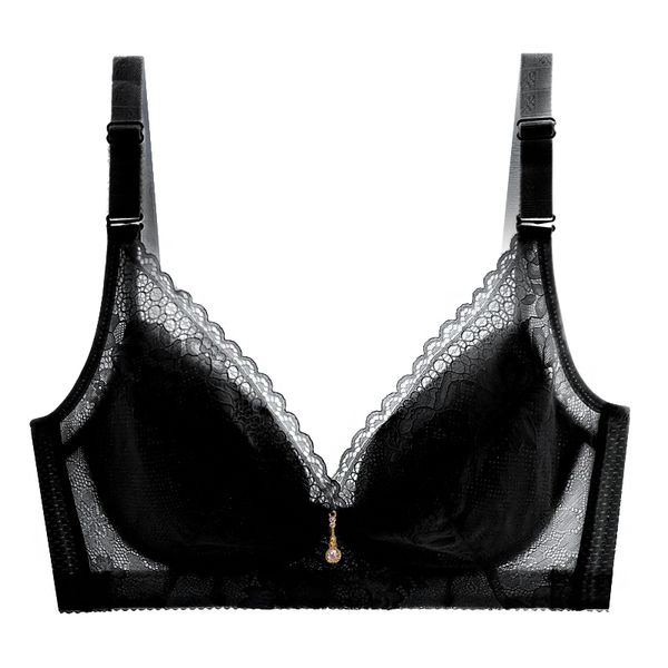 

wireless full cup plus-sized all-inclusive bra thin women's push up adjustable breast hugging beautiful back underwear, Red;black