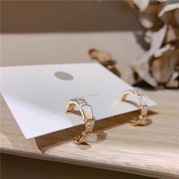 

hoop & huggie korea style simple sweet type c rhinestones elegance earrings for women fashion jewelry accessories, Golden;silver