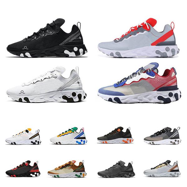 

react element 87 55 trainer men women running shoes bred orange peel desert hyper fusion royal tint schematic black white sports sneakers