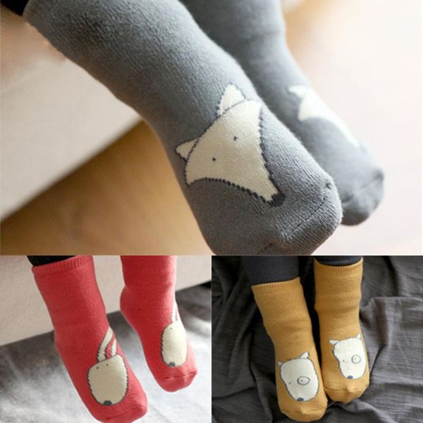 

осень зима детские утолщение носки мультфильм животные печать дети дети толстого полотенечный infant non проскользнуть сокс 0-4 yrs, Pink;yellow