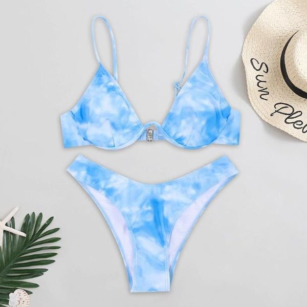 

women's swimwear women tie-dye print graffiti bikini push-up swimsuit beachwear padded 2021 summer swimming suit drop &jw1, White;black
